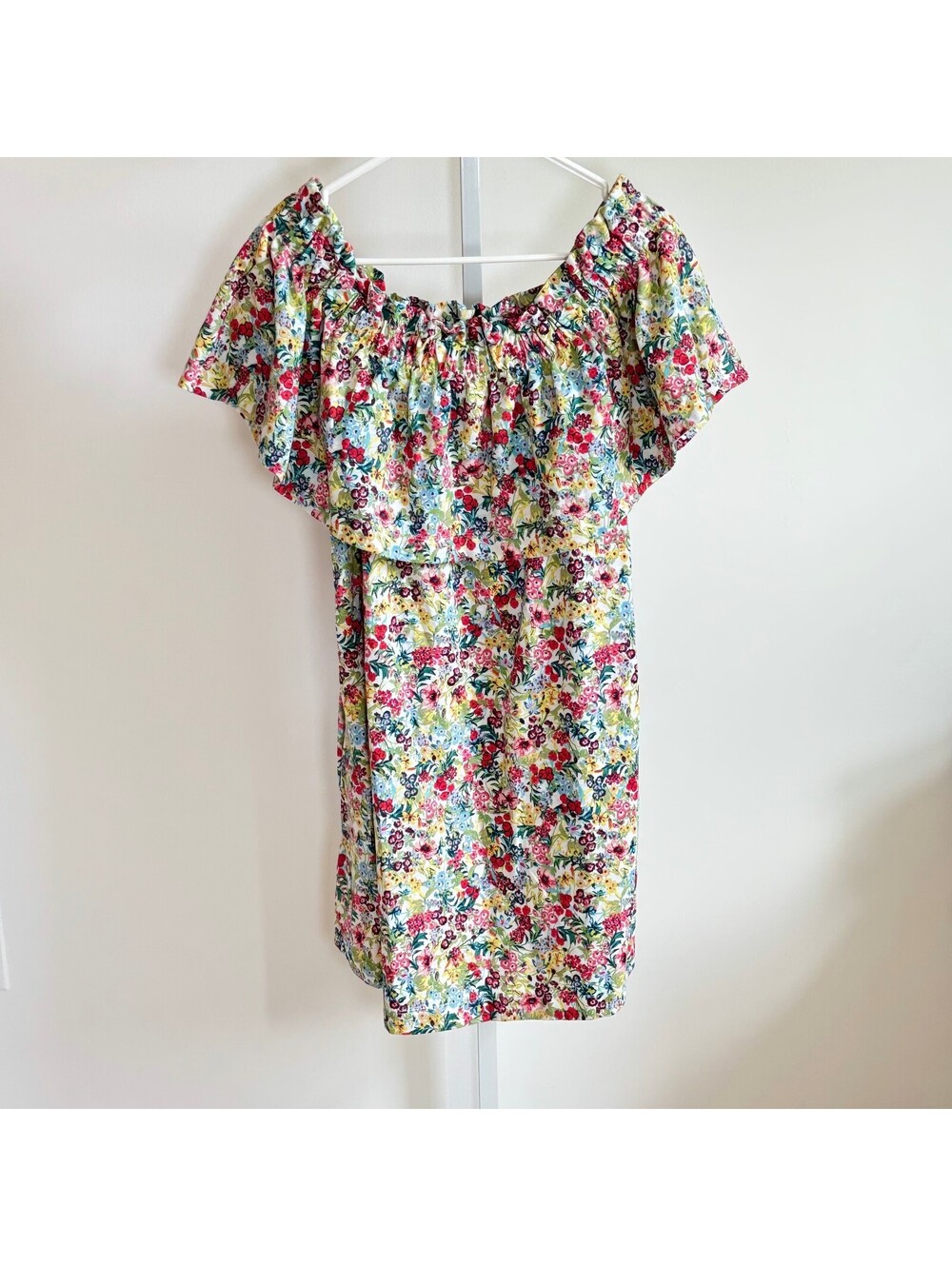 H&M EUC Women's Floral Off-Shoulder Cotton Blend Dress Size M